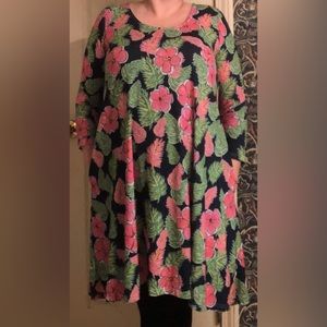 New Simply Southern multi colored floral dress with long sleeves size large